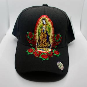 Chapeau Notre-Dame de Guadalupe. Gorra de la Virgen de Guadalupe. Chapeau noir chrétien. Casquette de camionneur. Cadeau mignon. Casquette brodée Dame de Guadalupe.