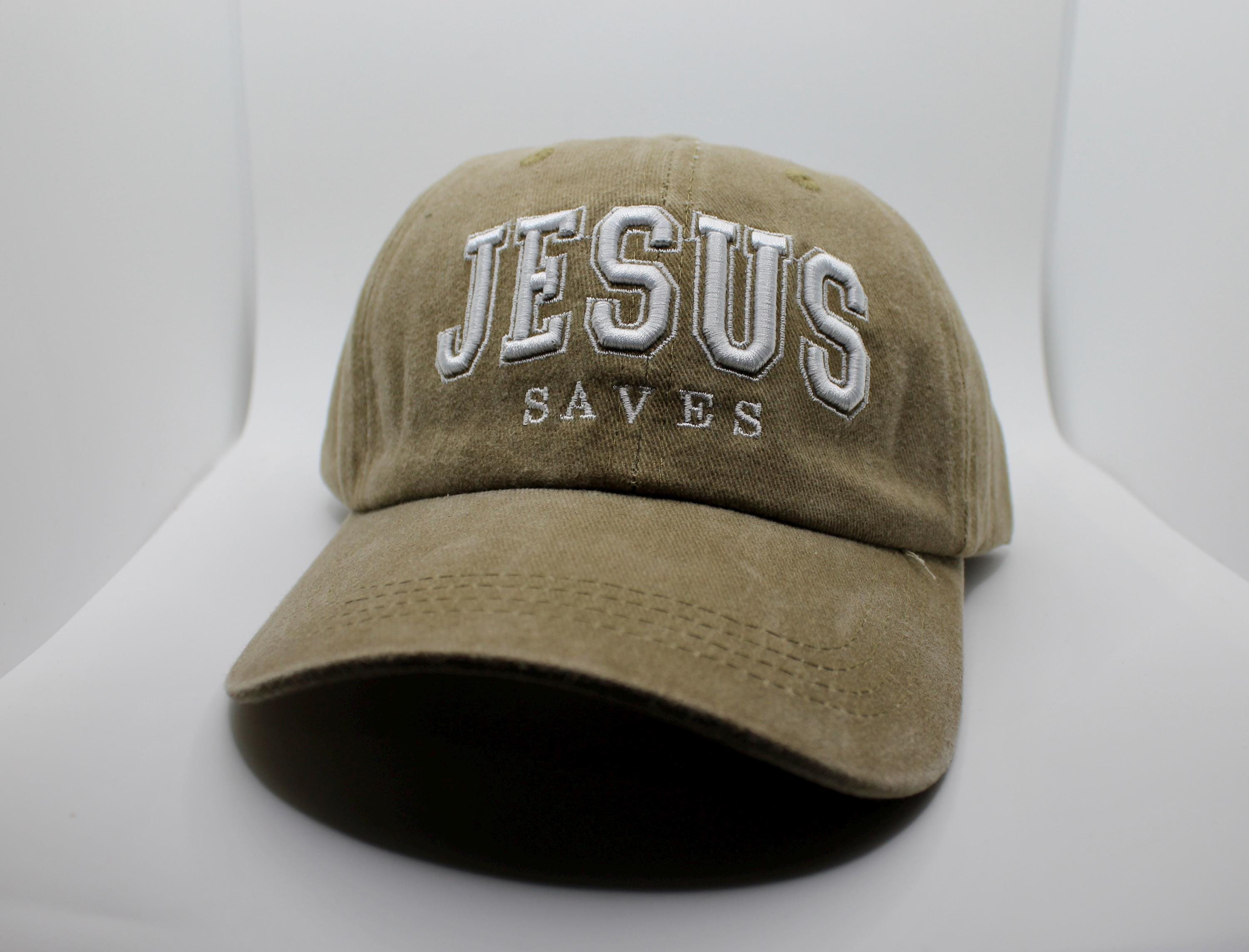 Jesus Saves Embroidered Hat. Christian Baseball Cap. Jesus Christ