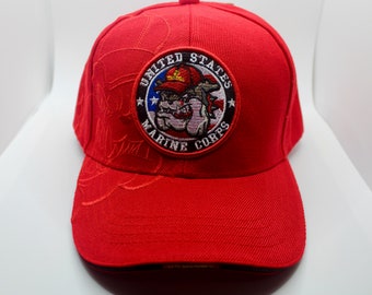 U.S. Marines Hat. Bulldog Marine Corps Logo Red Hat. Officially Licensed United States Marine Embroidered Cap. The Few the Proud Marines Hat