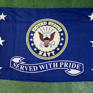 Vlag van de Amerikaanse marine. Militaire vlag. 3 x 5 marinevlag. Officieel gelicentieerde marinevlag. Kerstcadeau. Marineblauwe vlag. US Navy geserveerd met Pride Flag.