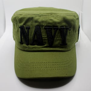 Navy Hat. U.S Navy Cap. US Navy Big Letter Hat. Military Hat. Officially Licensed US Navy Embroidered Cap. Navy OD Green Military Patrol Hat