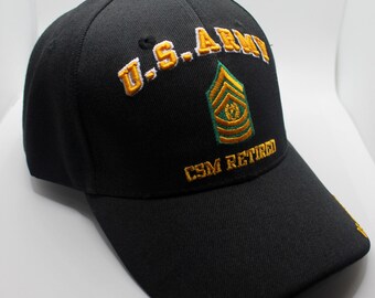 New Black US Army MSG Master Sergeant Retired Hat Ball Cap Veteran E-8 - Foto 4