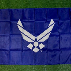 Bandera de la Fuerza Aérea de 3x5. Bandera militar con orgullo. Bandera duradera de la Fuerza Aérea de EE. UU. Bandera con licencia oficial. Regalo de Navidad. Bandera azul de la USAF.