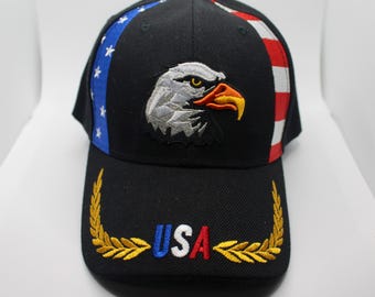 À la mode USA Drapeau Aigle Casquette de Baseball 3D Broderie Logo Personnalisé