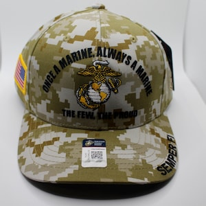 Gorra premium de los Marines de EE. UU. Gorra del Cuerpo de Marines. Gorra con licencia oficial de los Marines de EE. UU. Los pocos, los orgullosos Marines. Una vez Marine, siempre Marine.