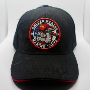 U.S. Marines Hat. Bulldog Marine Corps Black Hat. Officially Licensed United States Marine Embroidered Cap. The Few, the Proud Marines Hat.