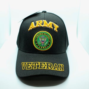 Veteran Army Hat. Star Emblem Hat. US Army Baseball Hat. US Hat. Officially Licensed United States Army Logo Embroidered Black Baseball Cap
