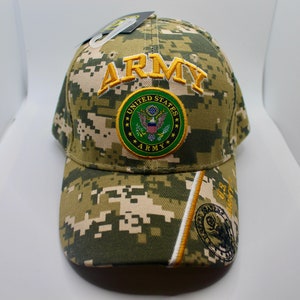 U.S. Army Hat. Army Logo Hat. USA Army Baseball Hat. US Hat. Officially Licensed United States Army Logo Embroidered Camo Baseball Cap.