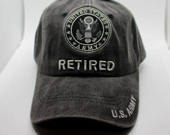 退役米軍帽。刺繍入り陸軍退役キャップ。お父さんへのプレゼント。退役