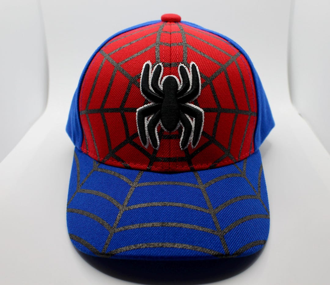 Spider Hero Kids Hat. Red & Blue Web Design Baseball Cap 3D Spider ...