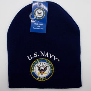 Navy Blue Beanie. Navy Veteran Beanie. Warm Military Beanie. Navy Logo Beanie. Officially Licensed U.S Navy Embroidered Beanie. Veterans Day