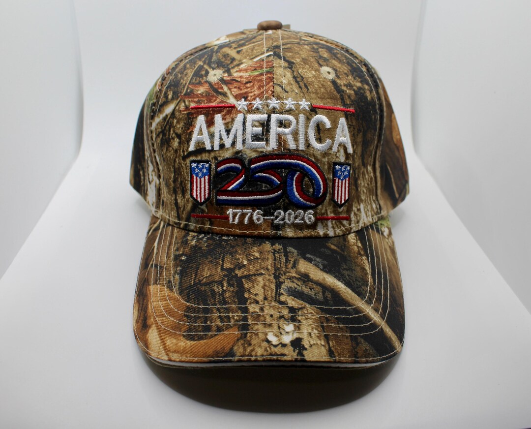 America 250 Camo Baseball Cap. 1776–2026 Patriotic Hat With Embroidered ...