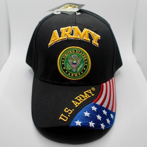 U.S. Army Hat. Army Logo Hat. US Army American Flag Black Hat. Military Hat. Officially Licensed US Army Logo Embroidered Black Baseball Cap
