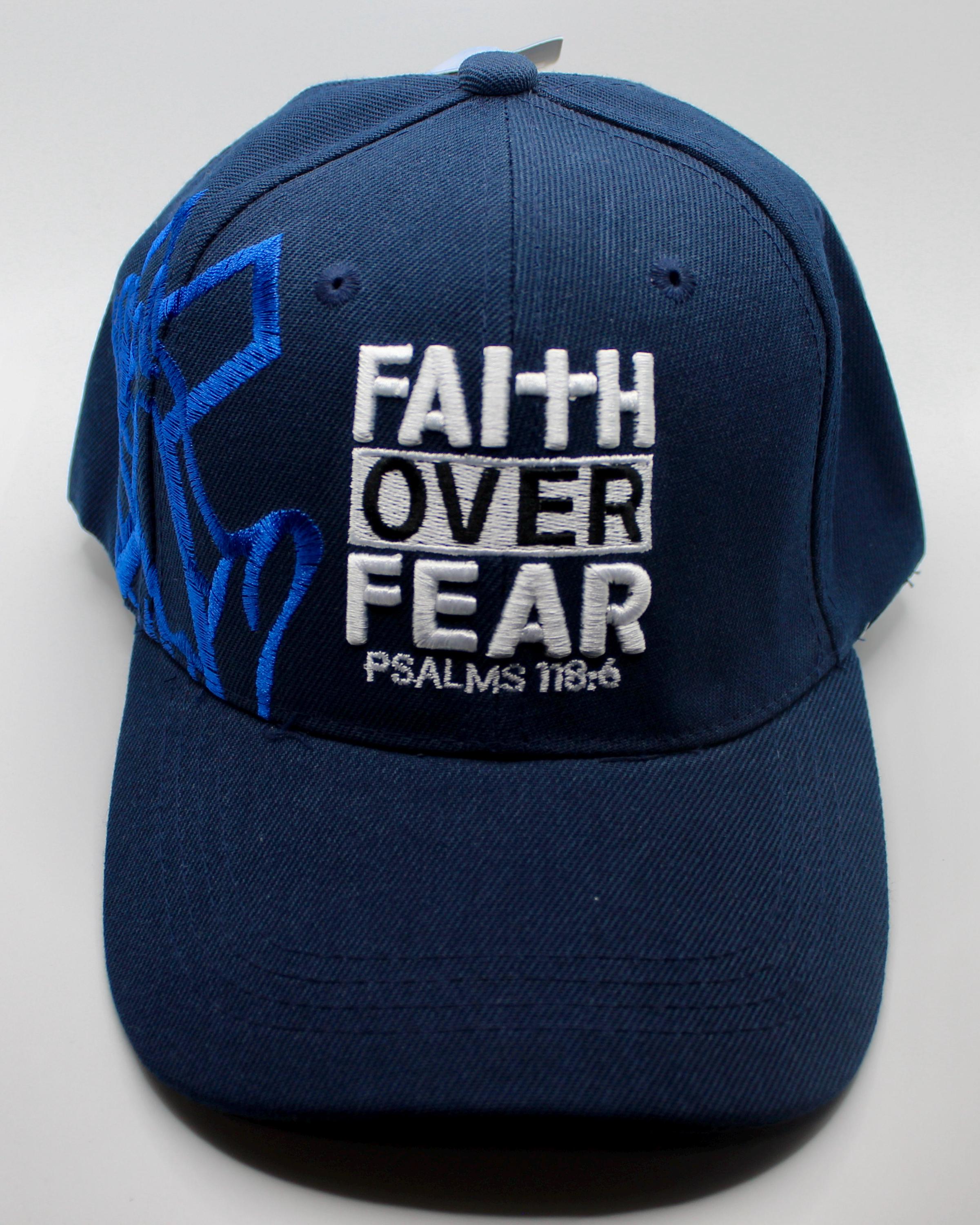 Faith Over Fear Blue Hat. God is Good. I Love Jesus Baseball  display picture 2