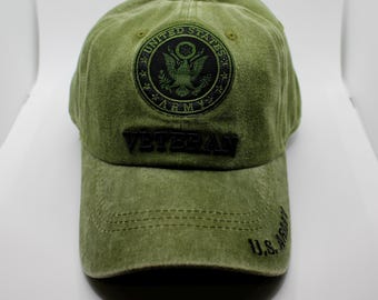 公式ライセンスの米国陸軍退役軍人エンブレム刺繍入り構造化ミリタリー