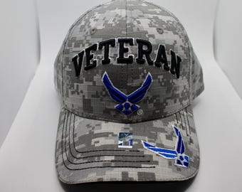 Veteran U.S Air Force Hat. Air Force Logo Cap. Veteran USAF Camo Hat. Officially Licensed United States Air Force Embroidered Baseball Cap