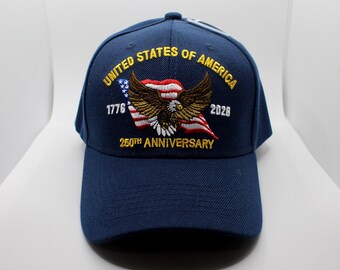 United States of America 250th Anniversary Hat. 1776–2026 Eagle Cap. USA Flag Blue Hat. Veteran Gift. Veteran Hat. USA Hat. American Cap