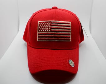 USA Flagge Hut. Vaterhafte Amerikanische Cap. Gestickte Flagge Hut. USA Pride Cap. USA rote Baseballmütze. Geschenk zum Vatertag. Vaterländischer Hut