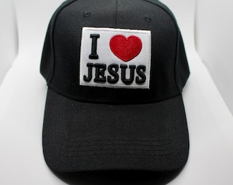 I Love Jesus Hat. I Love Jesus Baseball Cap. Christian Black Hat. Jesus Trucker Hat. Father's Day Gift. Jesus Embroidered Cap. Religious Hat