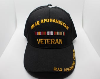 Iraq Afghanistan Veteran Hat. Iraq-Afghanistan War Veteran Hat. Veteran Hat. Officially Licensed United States Black Cap. Military Veteran