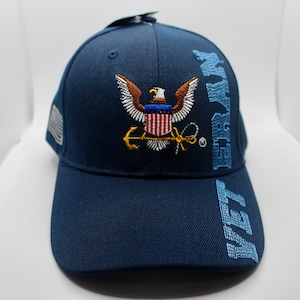 Navy Veteran Hat. Veteran Eagle Navy Cap. US Navy Baseball Hat. Military Hat. Officially Licensed United States Navy Embroidered Blue Cap.