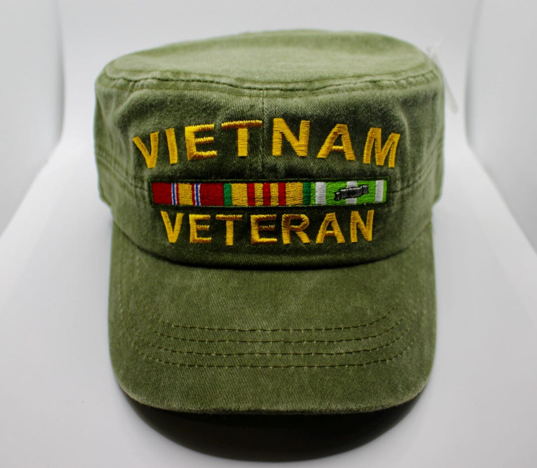 ベトナム帰還兵用帽子。ベトナム戦争退役軍人用キャップ。ODグリーンの