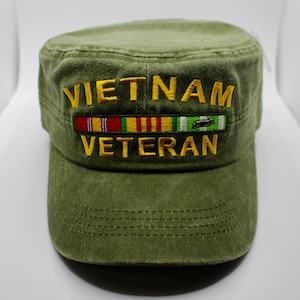 Vietnam Veteran Hat. Vietnam War Veteran Cap. OD Green Military Patrol Hat. US Veteran Hat. Officially Licensed Vietnam Vet Embroidered Cap