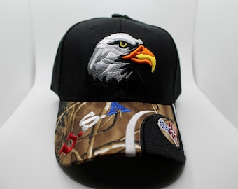 Bald Eagle and American Flag Embroidery Hat, United States of America Hat. Veteran Eagle Hat. USA Pride Cap. Patriotic Eagle Black Cap