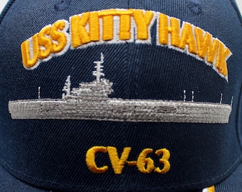 米海軍　キティーホーク　帽子 アメリカ海軍の帽子。USSキティホークCV-63帽子。航空母艦帽子