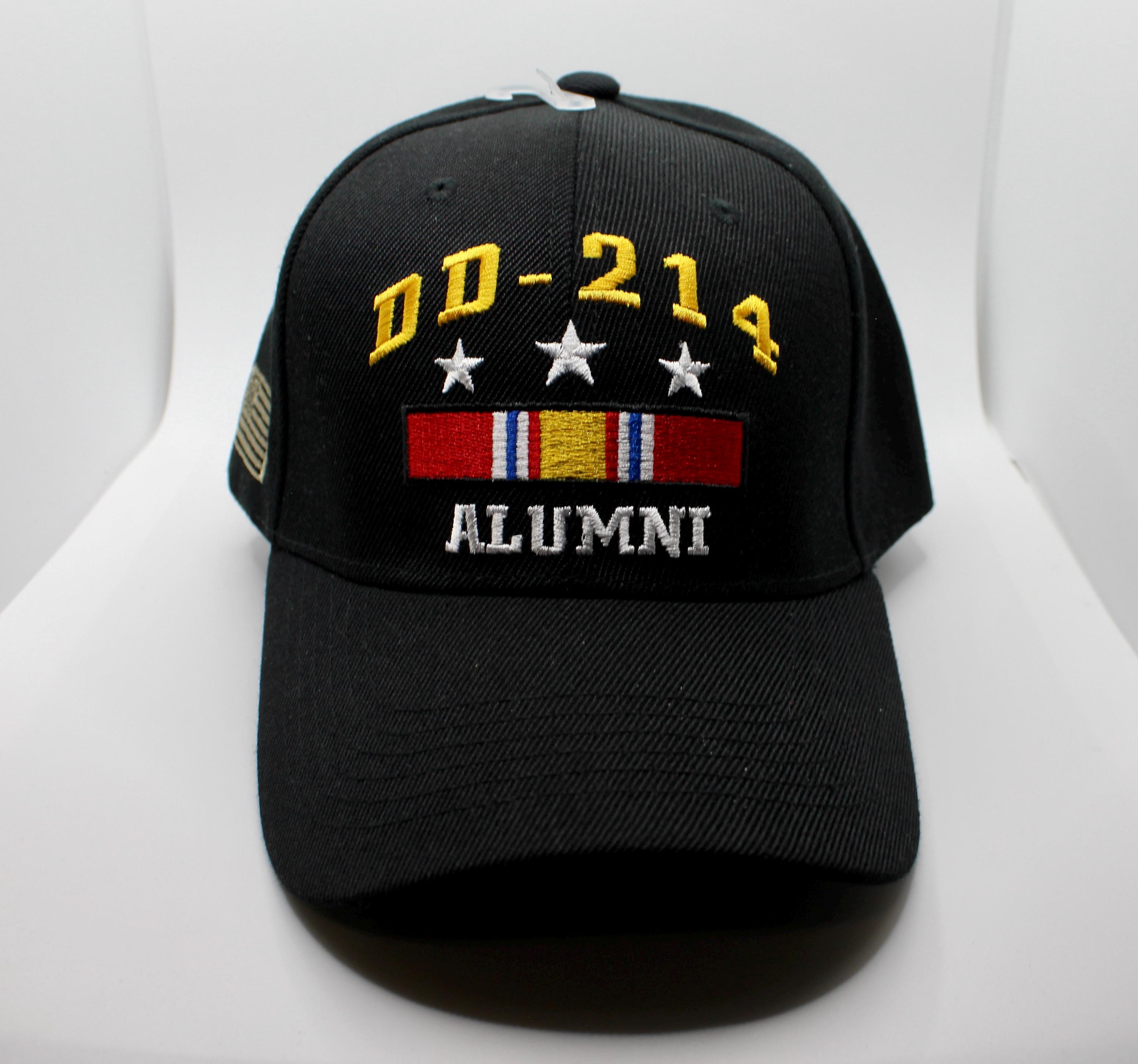 DD-214 Alumni Baseball Cap. Military Veteran Hat, Black 