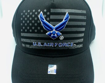 Black US Air Force Cadet Wings Embroidered Baseball Cap - One Size Fits All