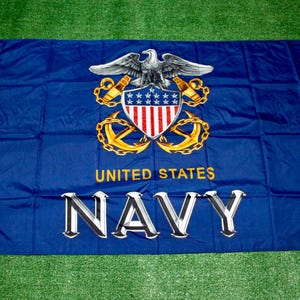 Marinevlag 3x5. Trotse militaire vlag. Duurzame vlag van de Amerikaanse marine. Officieel gelicentieerde marinevlag. Kerstcadeau. Marineblauwe vlag. Cadeau vlag veteranen