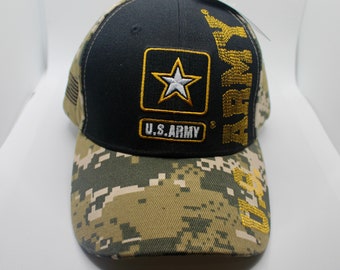 アメリカ陸軍迷彩ベースボールキャップ、アメリカ陸軍刺繍入り帽子
