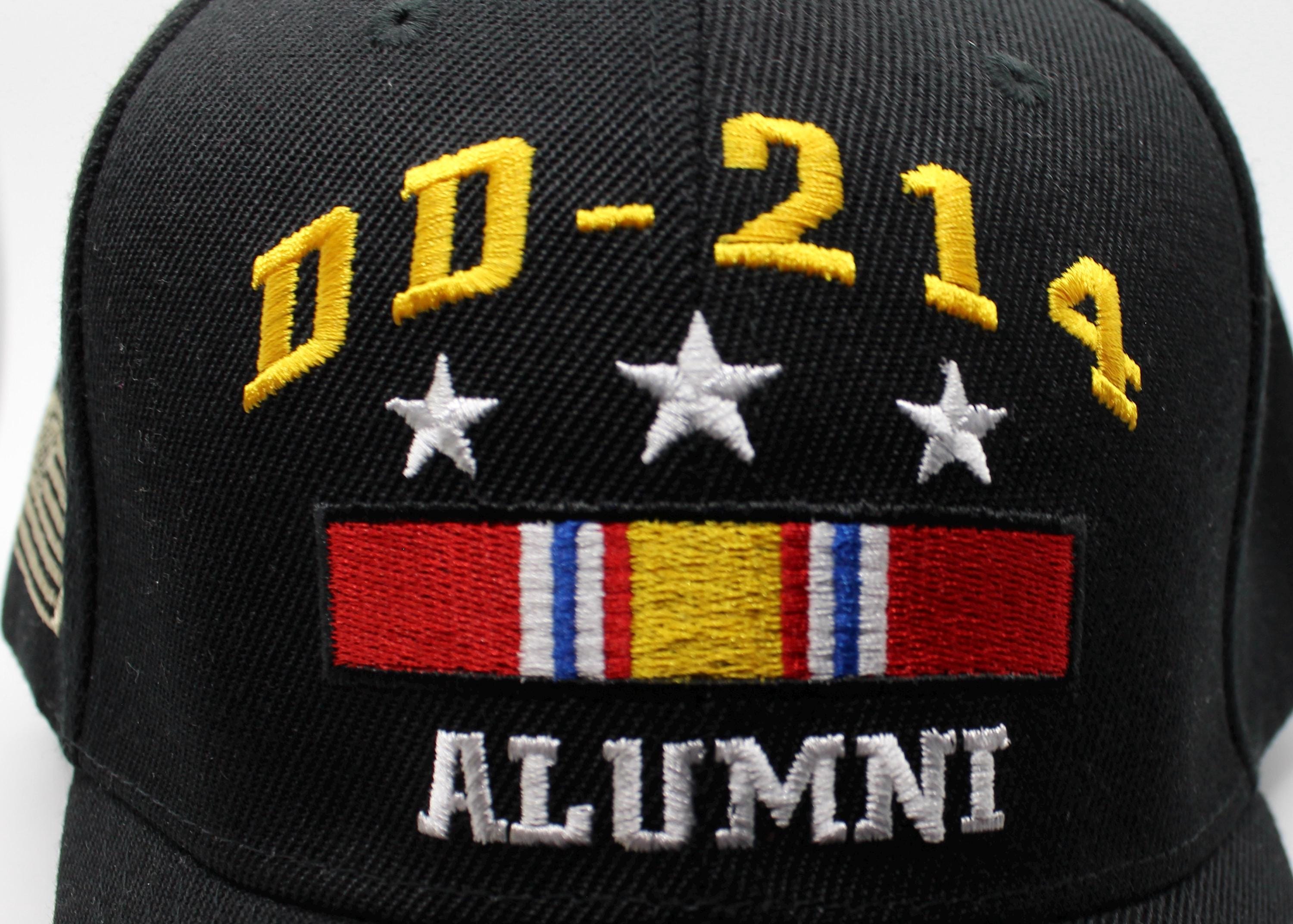 DD-214 Alumni Veterans Military Women\'s Hat Cap Cotton Black Embroidered Patch US Veteran Hat with DD214 Alumni and National Service Ribbon main image 4