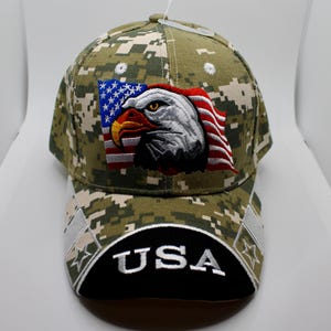 USA Hat. USA Flag Baseball Hat. American Eagle Trucker Hat Eagle in the American Flag Camo Cap. USA Hat. United States Eagle Embroidered Cap