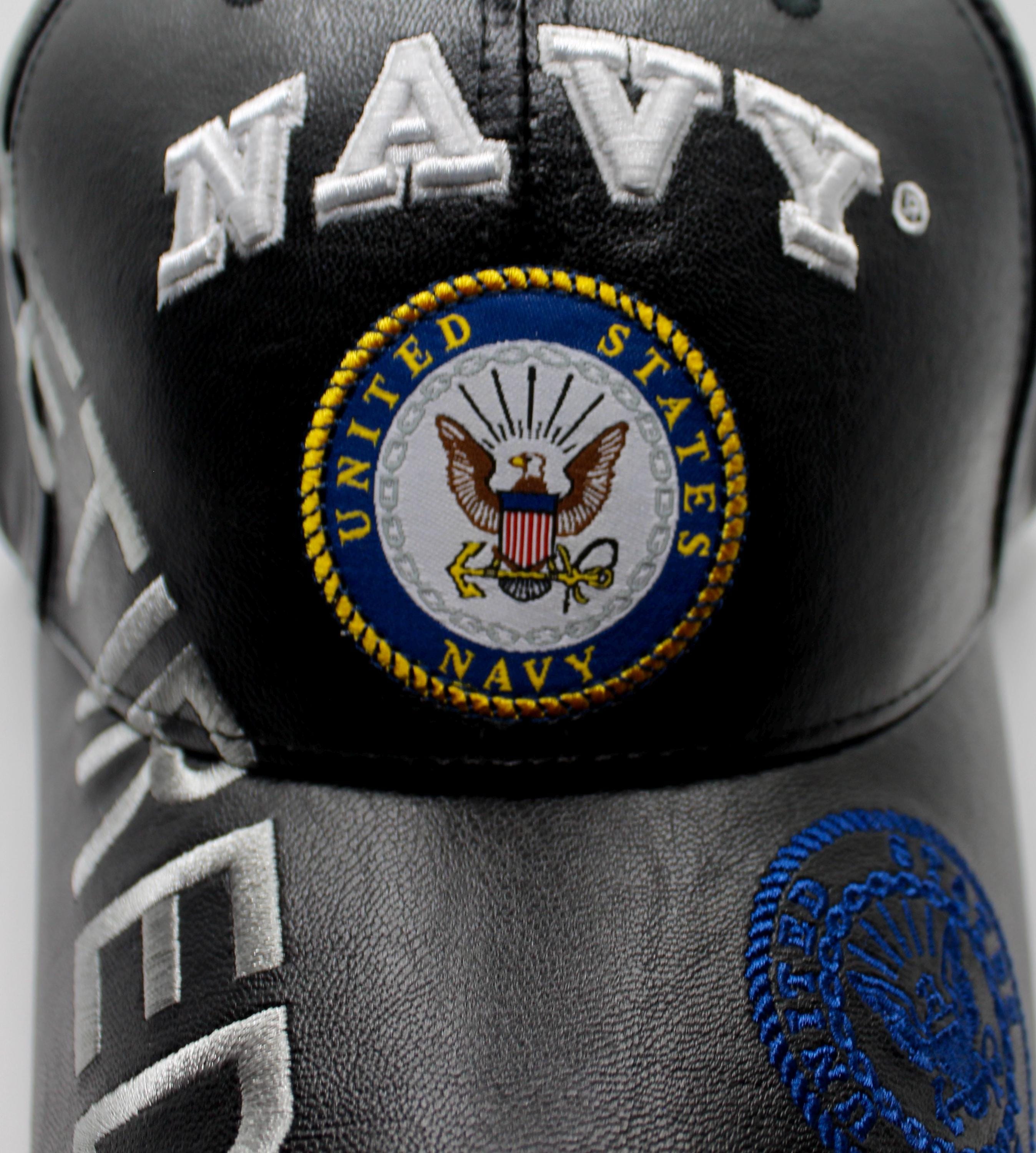 US Navy Officially Licensed Baseball Cap - Adjustable Vintage Military Hat In Black, White, Or Navy