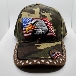 USA Hat. USA Flag Baseball Hat. American Eagle Trucker Hat Eagle in the American Flag Camo Cap. USA Hat. United States Eagle Embroidered Cap