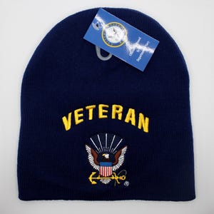 Veteran Navy Blue Beanie. Navy Beanie. Warm Military Beanie. Navy Logo Beanie. Officially Licensed U.S Navy Embroidered Hat. Christmas Gift