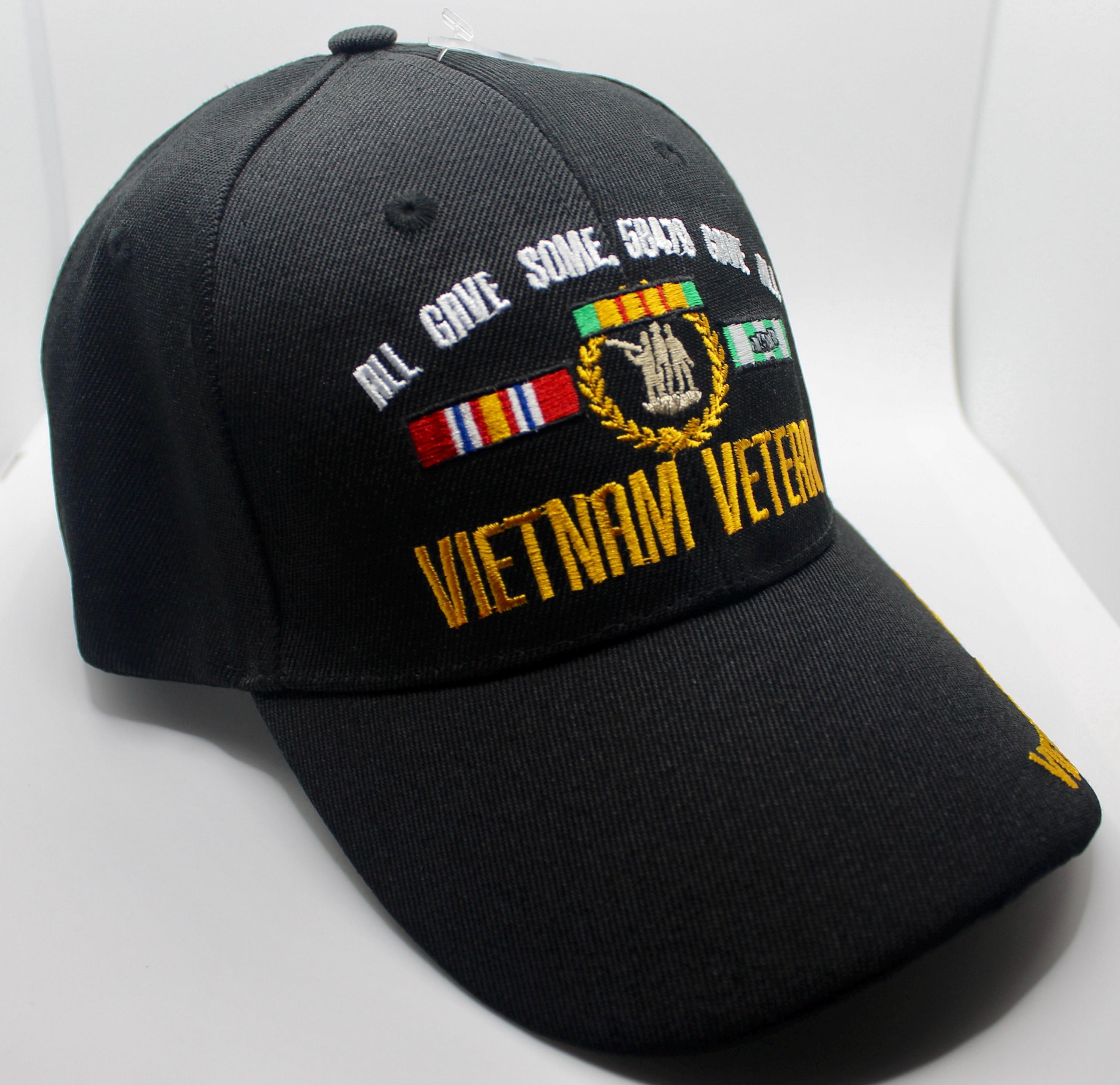 Vietnam Veteran Service Ribbons Hat In Black With Text On Bill And - Foto 13