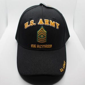 U.S Army 1SG Retired Black Hat. Army Veteran Hat. Officially Licensed US Army Embroidered Cap. Veterans Day Gift. Cute Army Veteran hat