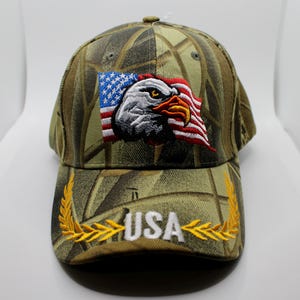 USA Hat. USA Flag Baseball Hat. American Eagle Trucker Hat Eagle in the American Flag Camo Cap. USA Hat. United States Eagle Embroidered Cap