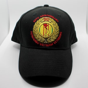 Vietnam War 50th Anniversary Hat. Vietnam War Veteran. Vietnam Veteran Hat. Officially Vietnam Veteran Black Cap. Honoring Vietnam Veterans
