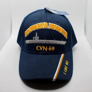 USS Dwight D. Eisenhower CVN-69 Hat. U.S Navy Aircraft Carrier Hat. U.S Navy Hat. Officially Licensed Navy Cap. I Like Ike Embroidered Hat