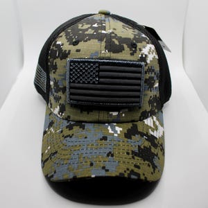 USA Flag Baseball Hat. USA Cap. American Flag Camo Hat. Mesh Military Camo Fashion Casual Trucker Hat Detachable Flag Patch. American Hat