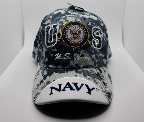 Casquette Officielle US Navy - Camouflage Avec Insigne Vétéran Et Emblème Marine - Taille Adjustable