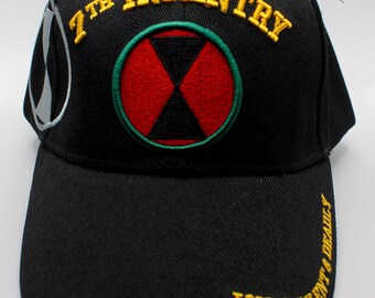 US Army 7th Infantry Division Hat. US Army Cap. U.S Army Black Hat