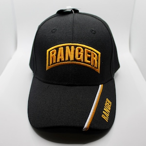 Ranger Hat. U.S. Army Ranger Hat. Army Black Hat. Army Veteran Baseball Hat. US Hat. Officially Licensed United States Army Embroidered Cap