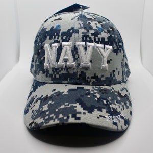 Navy Camo Hat.  U.S. Navy Cap. US Military Hat. Officially Licensed United States Navy Embroidered Cap. US Navy Logo Hat. Navy Big Logo hat.
