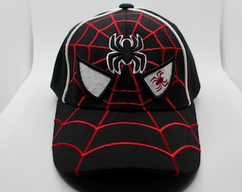 Spider Hero Kids Hat. Red & Black Web Design Baseball Cap 3D Spider Embroidered Snapback. Superhero Cap. Boys Gift. Spider Kid Cap