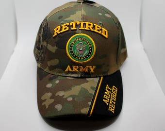Esercito US Servizio Veterano - Con Bandiera Nero Cappello da Baseball